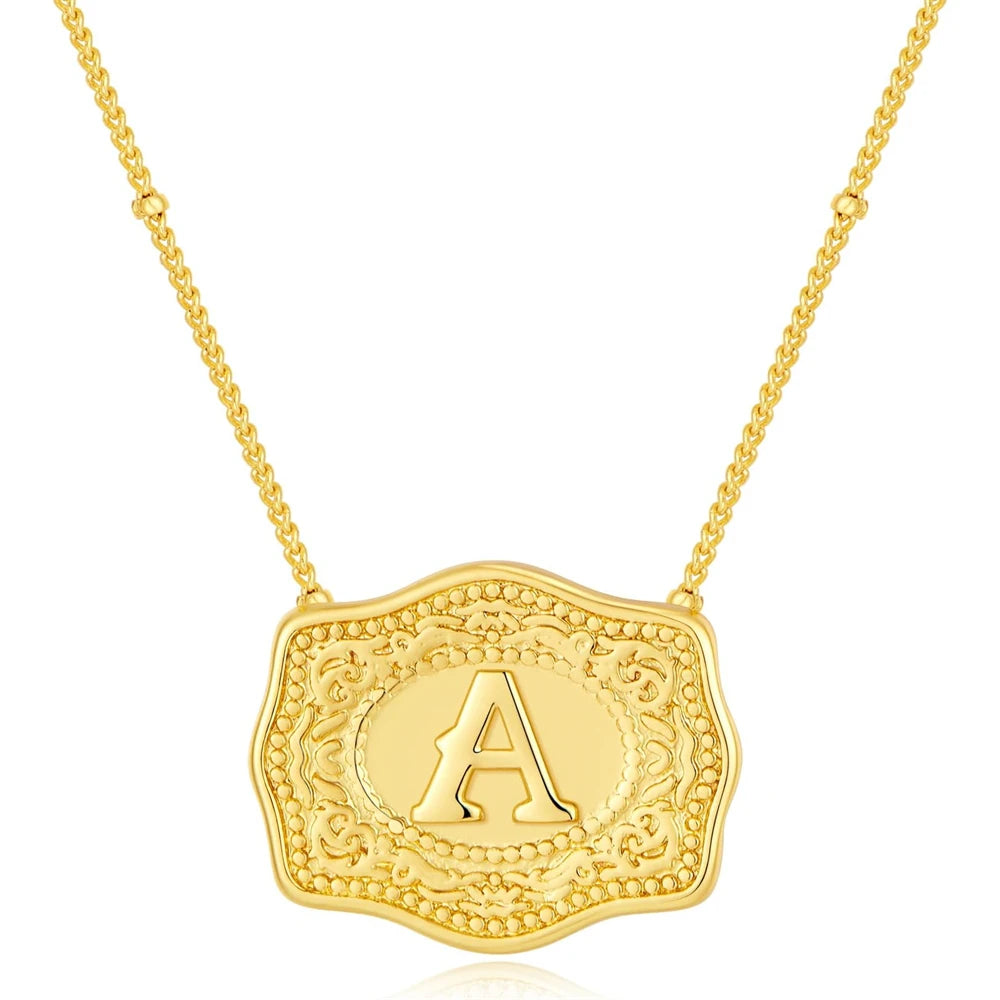 Belt Buckle Necklace With Letter