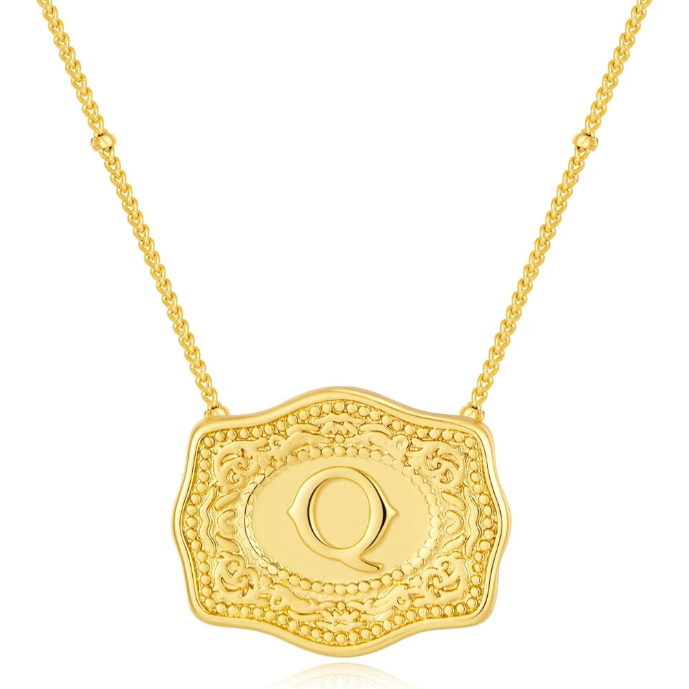 Belt Buckle Necklace With Letter
