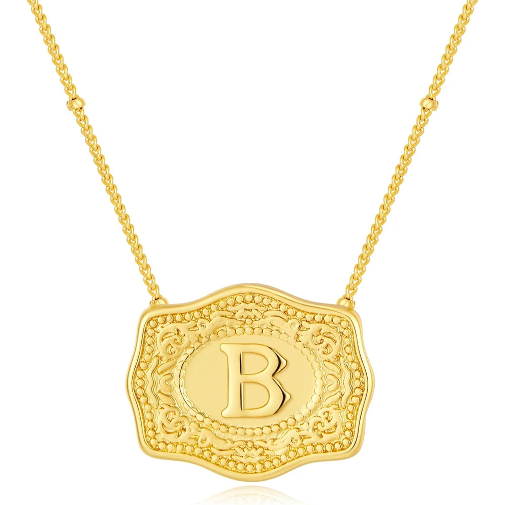 Belt Buckle Necklace With Letter