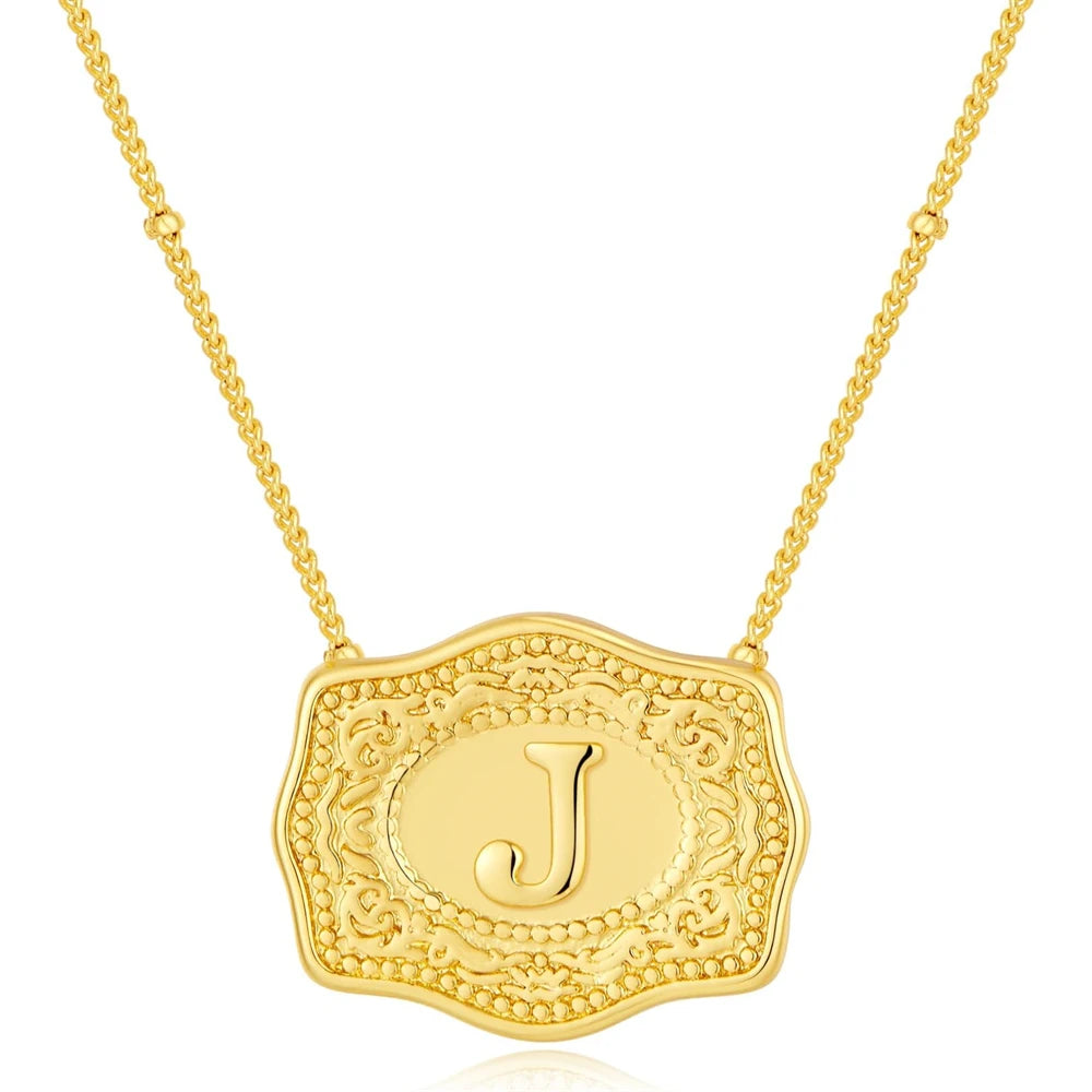 Belt Buckle Necklace With Letter