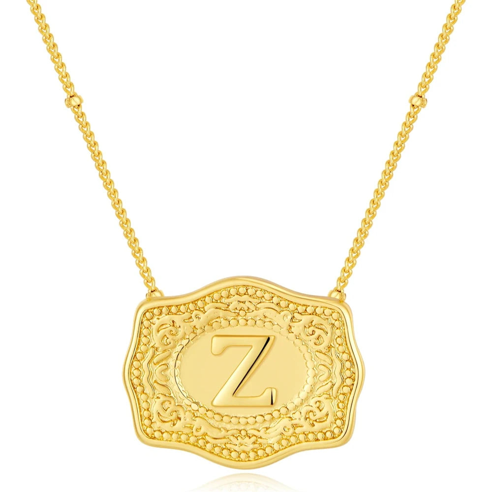 Belt Buckle Necklace With Letter